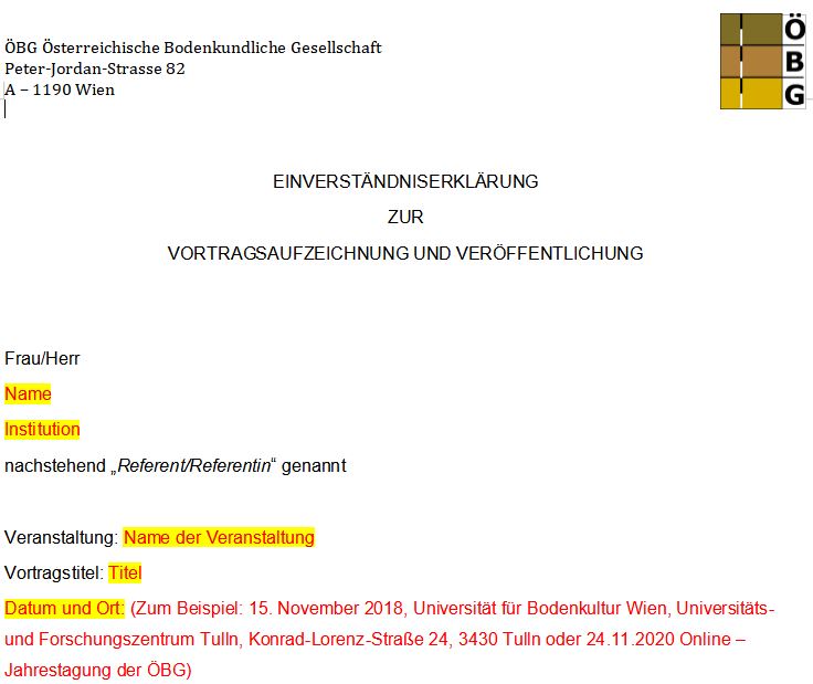 Einverständniserklärung zur Vortragsaufzeichnung